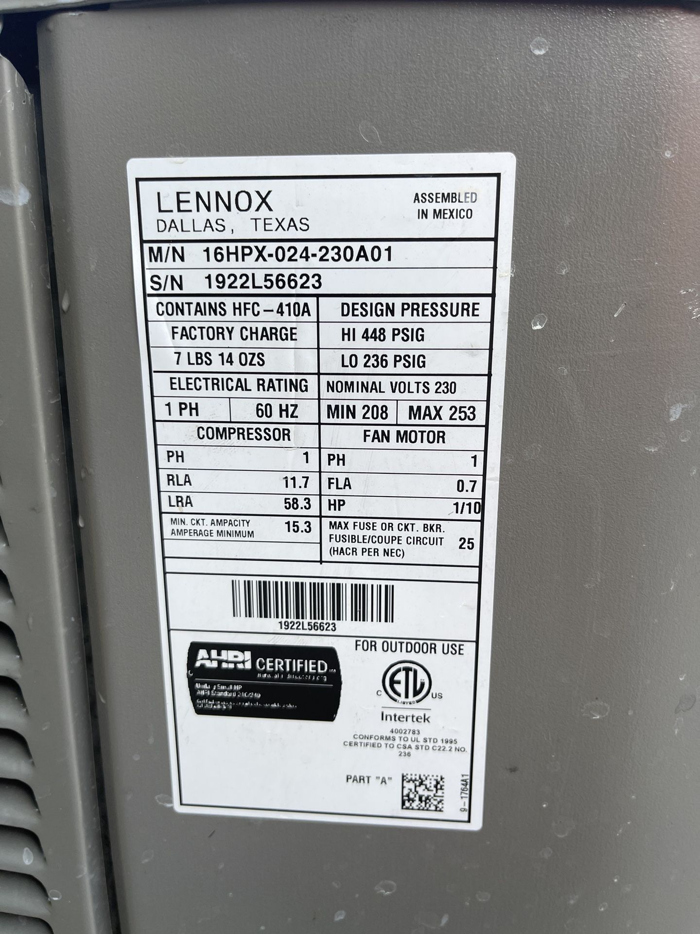 2 ton Lennox Heat Pump condenser for Sale in Dallas, TX OfferUp
