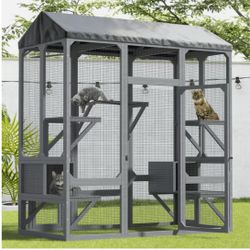 72” Catio Outdoor Cat Enclosure,/ Bird House Large Cat Catio for Multiple Cats