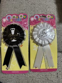 bride & groom badges