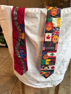 2 Vintage Novelty Charity Silk Ties - Save The Children & St. Jude