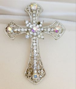 Beautiful Silver Filigree Cross/ Brooch/ Pin