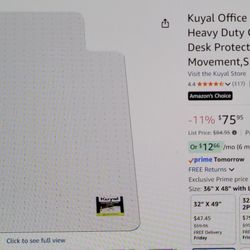 Office Chair Mat For Carpet, 36x48 Clear Heavy Duty With Lip