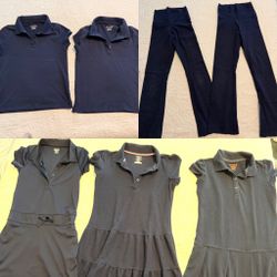 Girls School Uniform Bundle Size 7/8 Navy Dresses Polos Leggings French Toast Cat & Jack