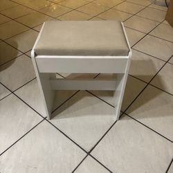White And Tan Vanity Stool