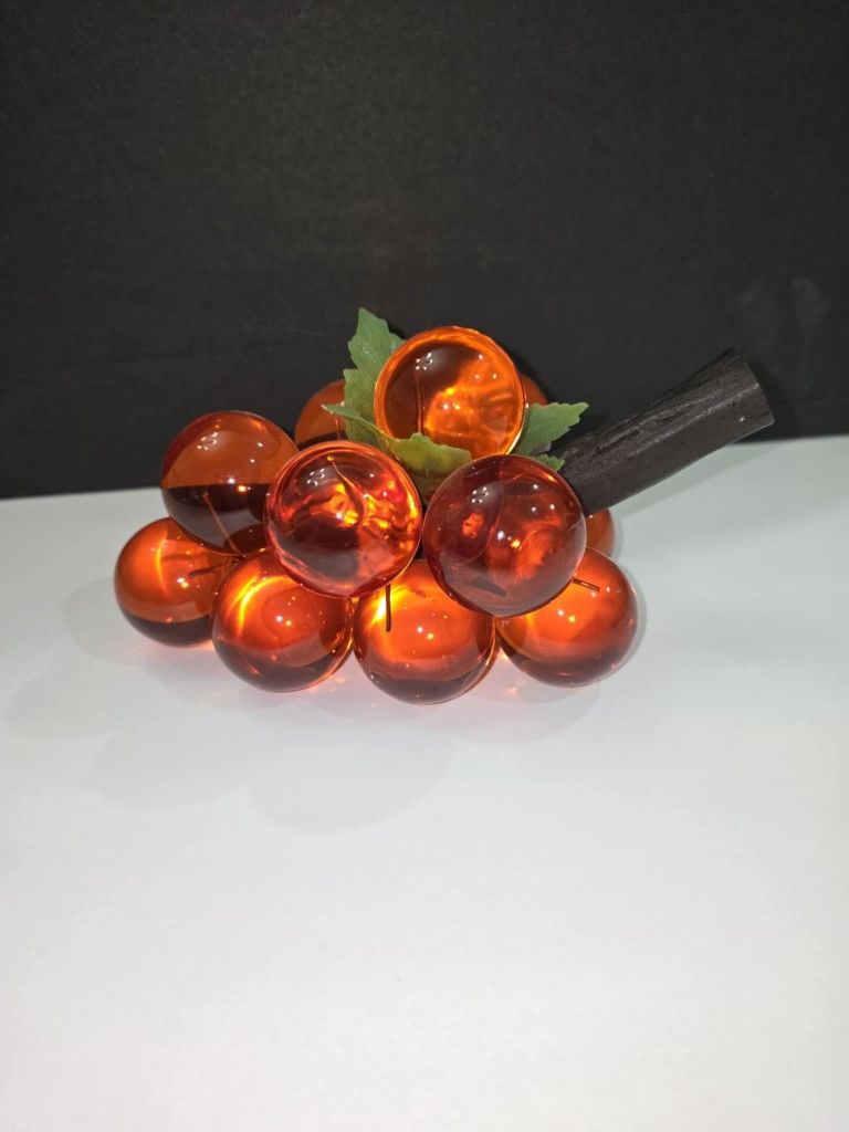 Vintage Midcentury MCM Lucite Orange Grapes with Stem