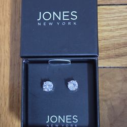Brand New - Jones New York Cubic Zirconia Stud Earrings Gift Box
