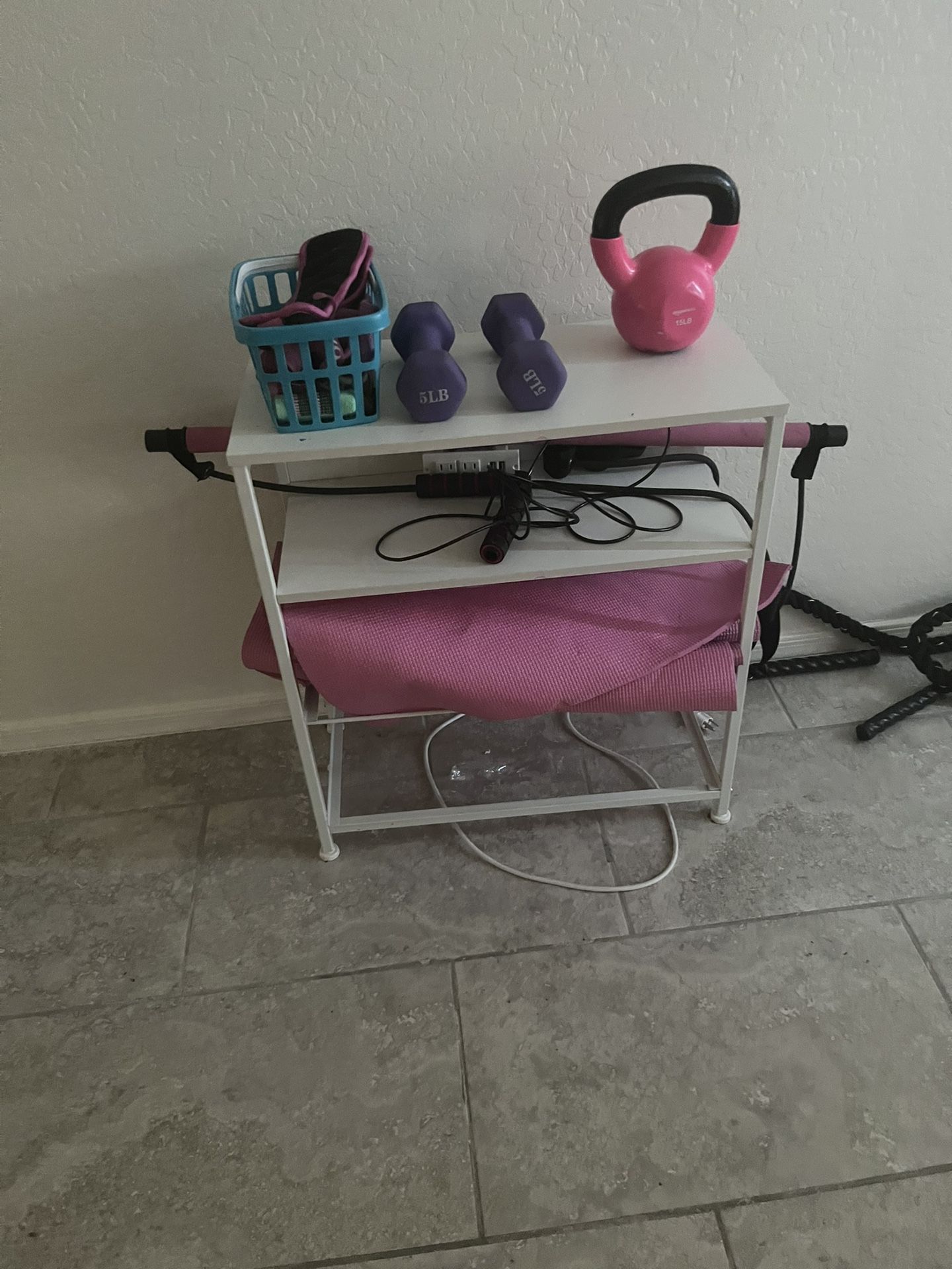 Home workout equipment station.