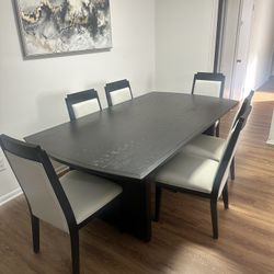 Luxury Dining Table Set With Extension Leaf By Brookmead - 7 Pieces, 6 Chairs And Table With Adjustable Extension