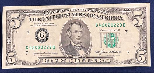 $5 bill SERIES 1985