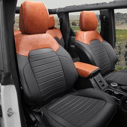 Mabett Seat Covers Full Protector with Backrest and Armrest for Ford Bronco Accessories 2021 2022 2023 2024 4-Door (Brown and Black)