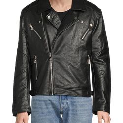 Eleven Paris crafts this biker jacket from faux leather with classic notch lapels and asymmetric zip closure. Size M