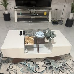 Black and White Glass Tv Stand
