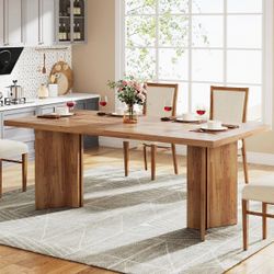63" Dining Table, Farmhouse Kitchen Table With Large Tabletop For 4-6 (table Only )