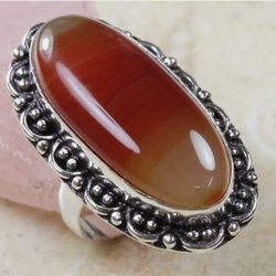 Handmade 925 Sterling Silver Plated Gemestone Rings Size 7.75