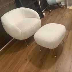white chair with stool