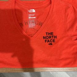 The North Face Small Slim Fit Orange Red V Neck Shirt