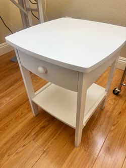 White nightstand side table with drawer
