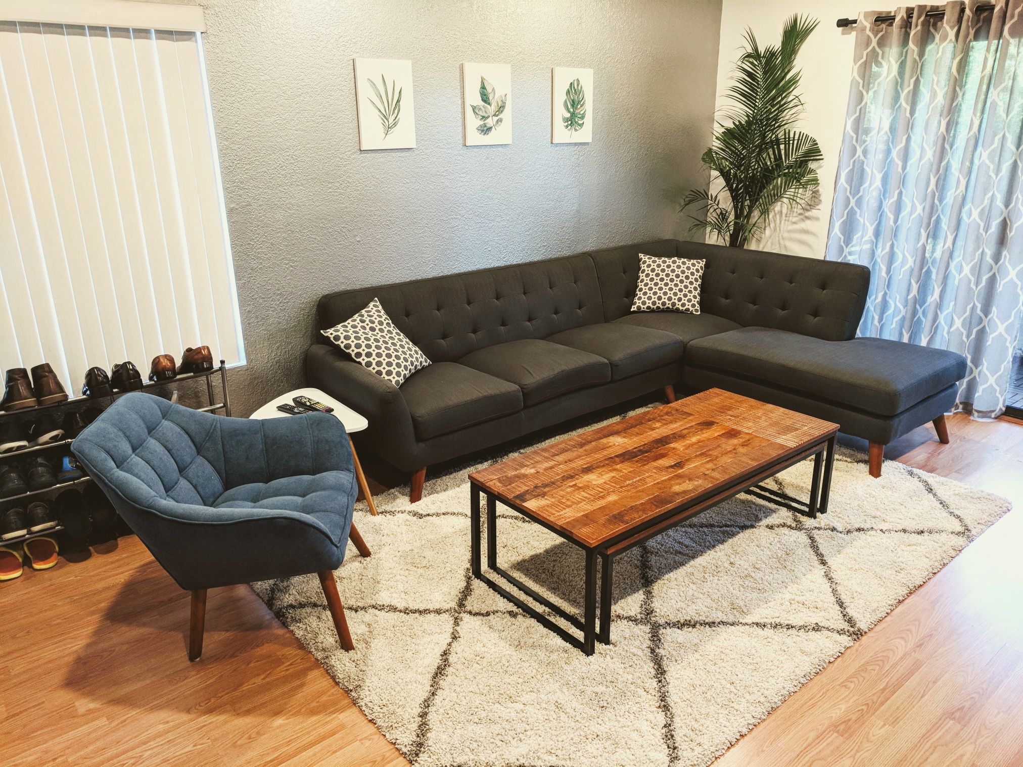 Sectional Sofa, L-Shaped, Grey Color