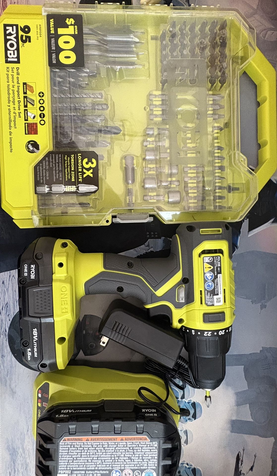 Ryobi Drill And Bit Set