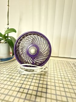 Like new Purple and White Small Desk Fan making strong wind 9” D