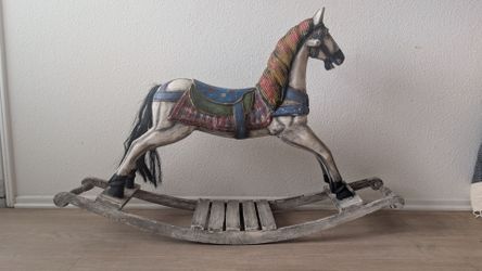 Antique Rocking Horse Wooden Painted Child Rocker Full Size