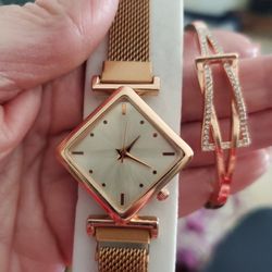 Watch And Bangle Bracelet Set