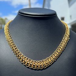 Jewelry 14k yellow gold technibond diamond cut circle necklace chain 18" 12.0mm width