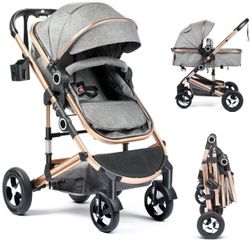 3-in-1 Convertible Baby Stroller with Big Seat and Adjustable Canopy, 24 Pounds, Rose Gold brand new in box $99 S12