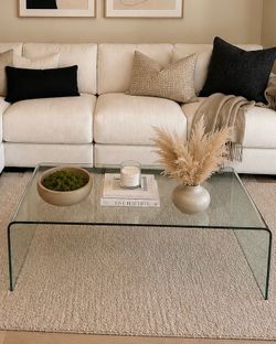 Modern Tempered Glass Waterfall Coffee Table – Like New