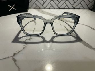 RARE Discontinued Dime Optics Blue Light Glasses 004 Crystal/Sky Blue w/Original Box & Pouch