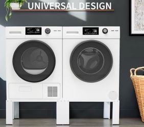 12 in White Laundry Pedestal Stand for Washer and Dryer 28.3 in x 28.3 in (2-Pack)