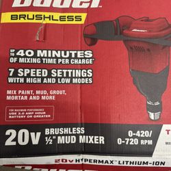 $45 BAUER 20V Brushless Cordless 1/2 in. Mud Mixer, Tool Only - Item 58152