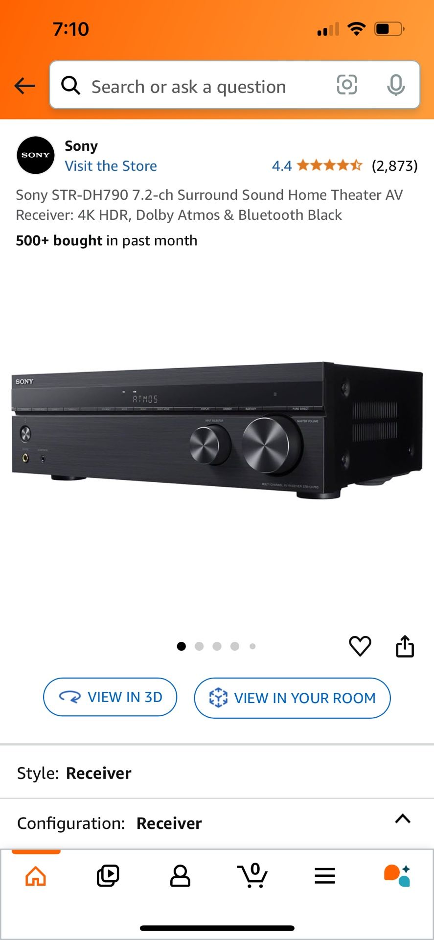 Sony STR-DH790 7.2-ch Surround Sound Home Theater AV Receiver: 4K HDR, Dolby Atmos & Bluetooth Black