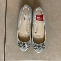 Silver Party Wear Women Shoes- Size 7