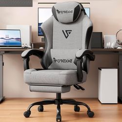 K311-Gaming Chair, Office Chair with Linen Breathable Mesh Fabric, Desk Chair with Adjustable Lumbar Support, Executive Computer Chairs with Footrest 