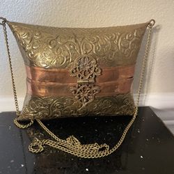 Vintage Brass & Copper Pillow Purse 5”x7”