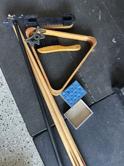 4 Pool Ques (2 smaller Version)50” Rack And triangles And Accessories + More