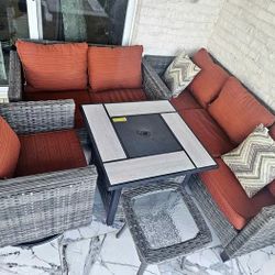 Outdoor Patio Set With Firepit Table