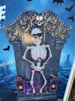 Halloween Animated Skeleton Tombstone with Led Lights and Music Brand New In Box