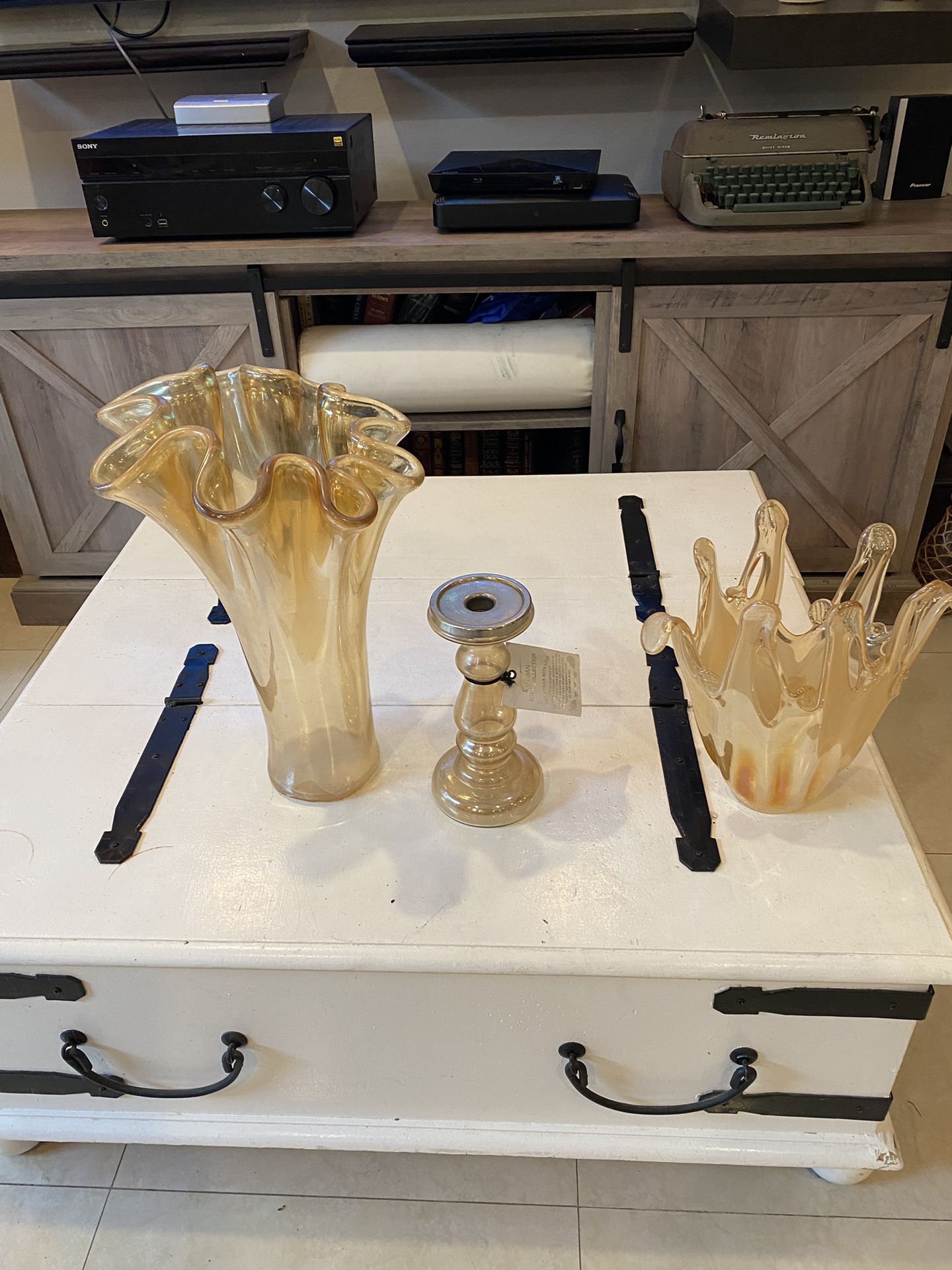 Matching Vases And Candle Holder