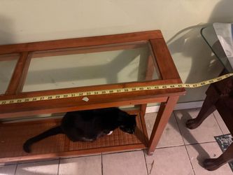 WOOD & GLASS CONSOLE TABLE — $100 OBO