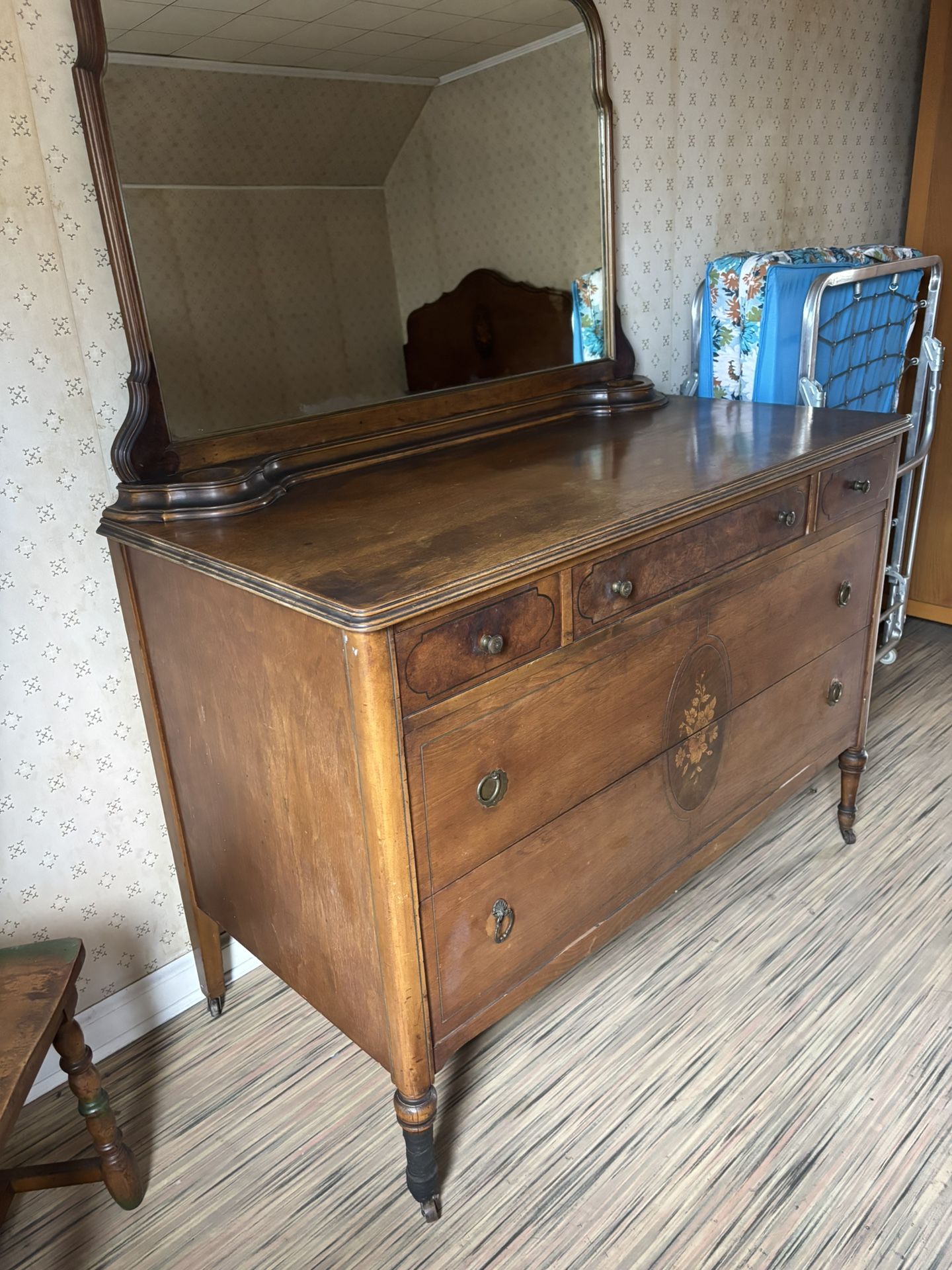Antique Bedroom Dresser And Full Headboard And Footboard House Sold Must Go !