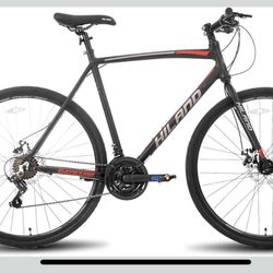 HILAND 700C Road Hybrid Bike, 21 speeds Bikes Urban City Commuter Bicycle with Disc Brake for Men Women Adult Comfortable Bicycle