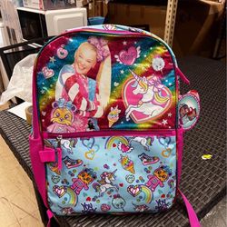 Siwa Rockin Rainbow Girls 17" Laptop Backpack 2-Piece Set with Lunch Tote Bag, Pink Multi-Color