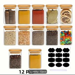 Square glass spice jars