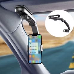 Sun Visor Phone Holder for Car Multifunctional 360° Rotating Sun Visor Cell Phone Holder with IPhone/Samsung/Andro