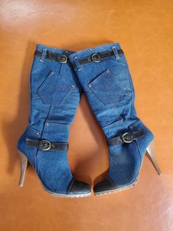 Women's Denim Boots Shoes & Purse