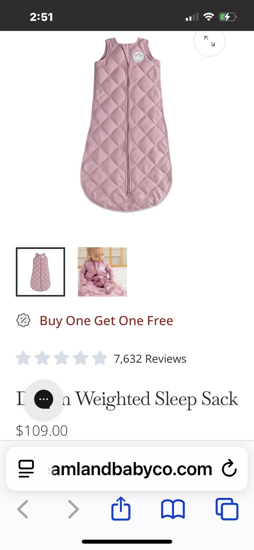 Dreamland Weighted Sleep Sack Size 6-12 Months