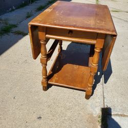 Coffee Table Solid Wood With Foldable Leaves Antique