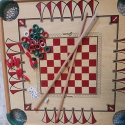 Vintage Merdel Carrom Board w/ game pieces and box